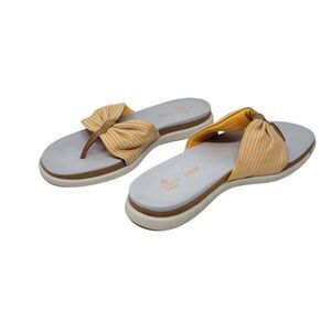 Clarks Cloudstoppers Eliza Jane Ladies 7M Sandals Yellow with Striped Canvas